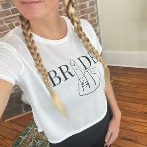 White bride crop top